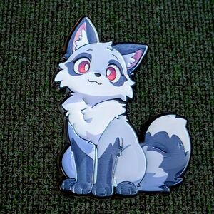 Cute Gray & White Fox Enamel Pin